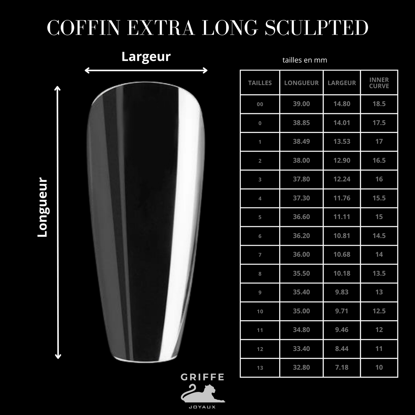 NAIL TIPS COFFIN EXTRA LONG SCULPTED