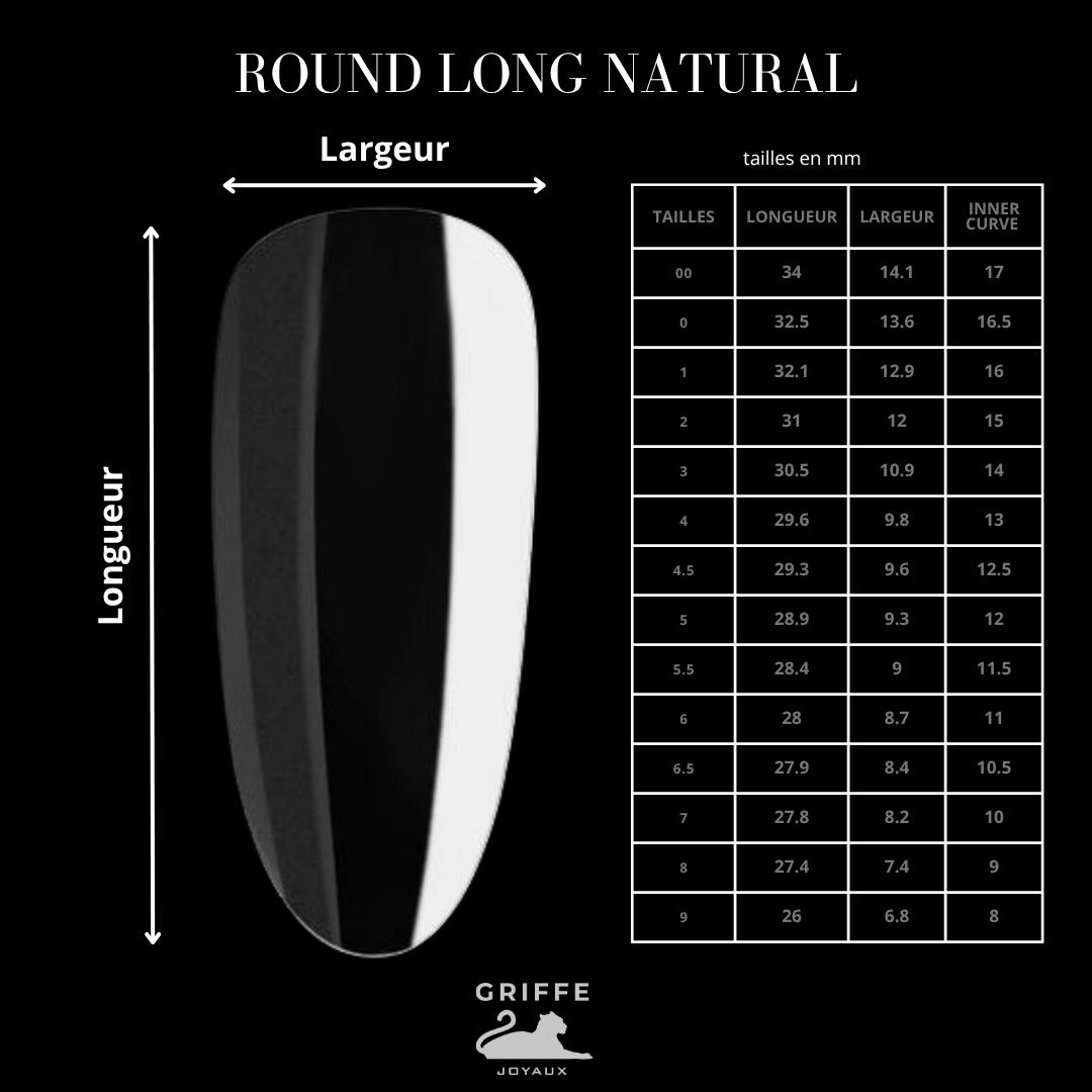 Guide des mesures – capsules américaines Round long Natural
