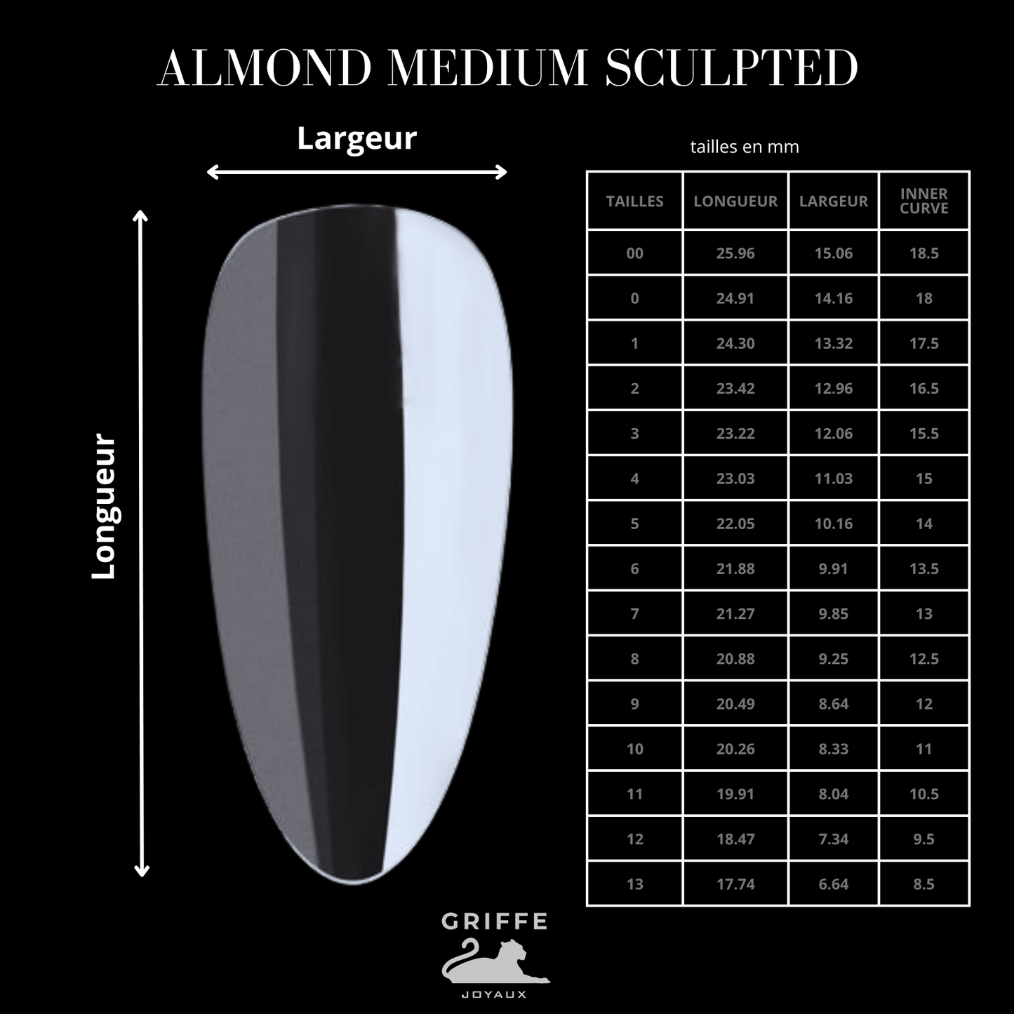 NAIL TIPS ALMOND MEDIUM SCULPTED
