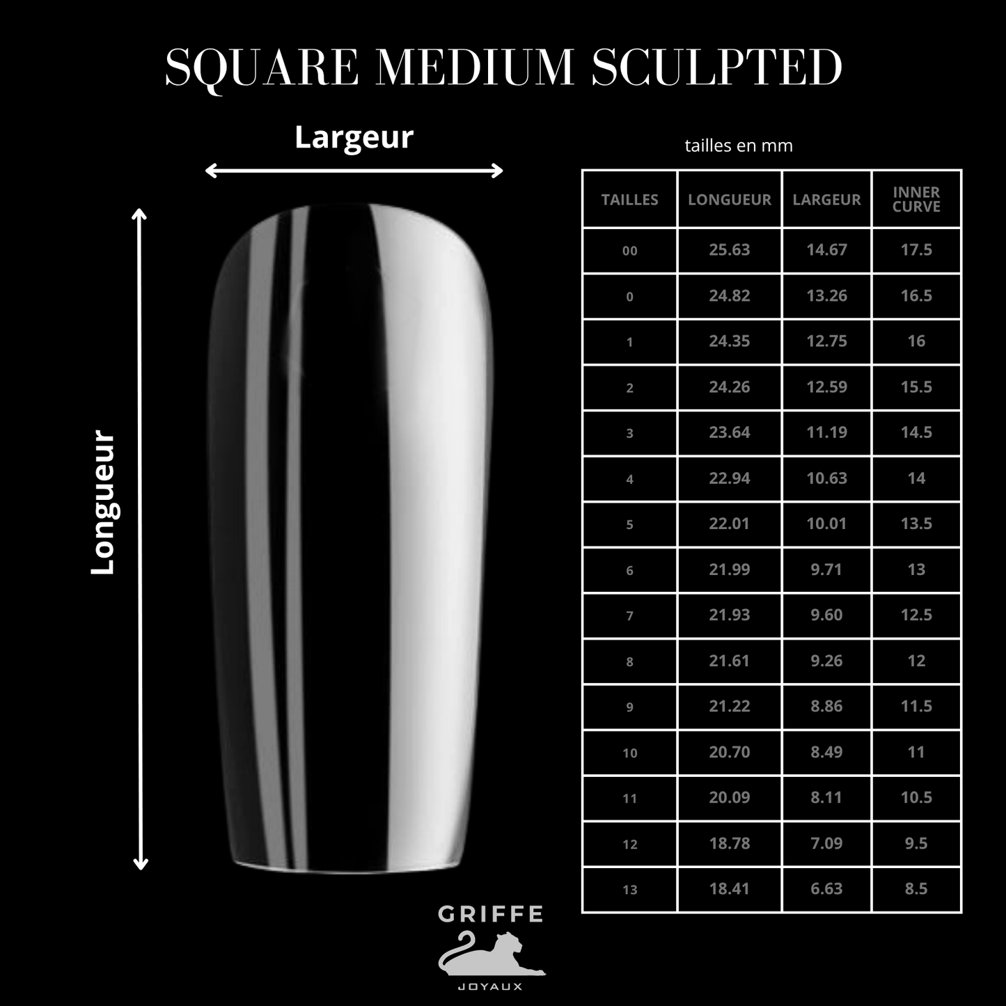 NAIL TIPS SQUARE MEDIUM SCULPTED