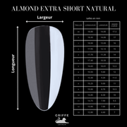 Guide des mesures – capsules américaines Almond extra short Natural