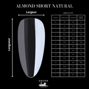 Guide des mesures – capsules américaines Almond short Natural