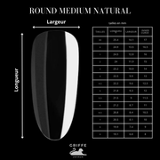 Guide des mesures – capsules américaines Round medium Natural