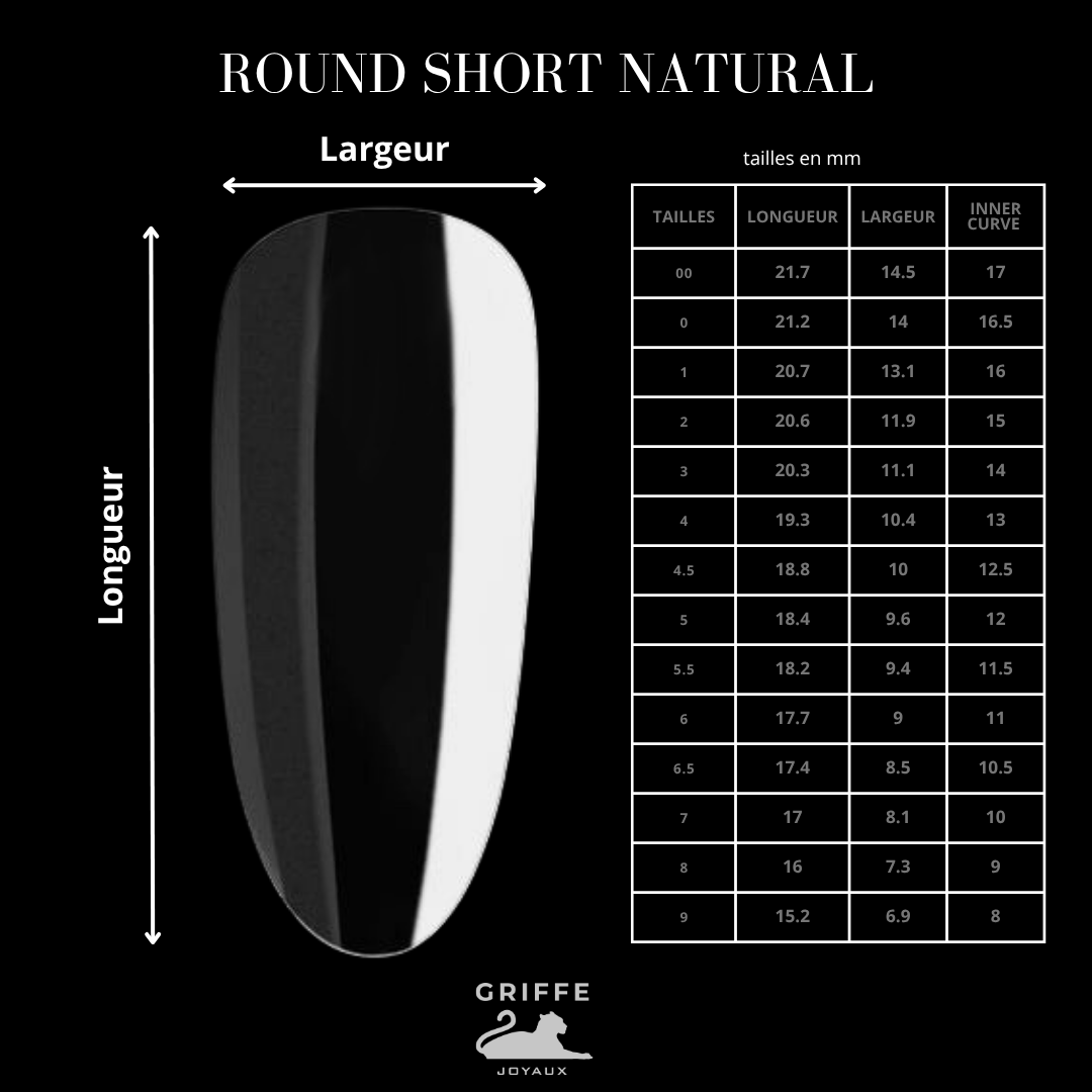 Guide des mesures – capsules américaines Round short Natural