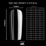 Guide des mesures – capsules américaines Square short Natural