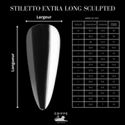 Guide des mesures – capsules américaines Stiletto extra long Sculpted