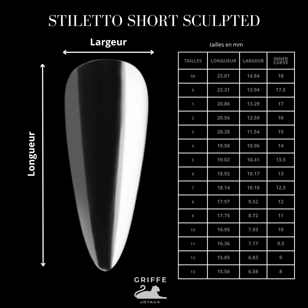Guide des mesures – capsules américaines Stiletto short Sculpted
